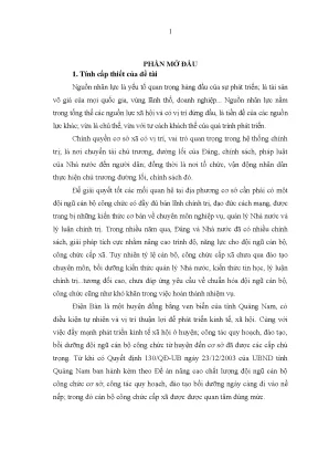 Luận văn thạc sĩ đào tạo và phát triển nguồn nhân lực cán bộ xã phường của huyện điện bàn tỉnh quảng nam
