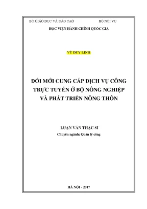 Luận văn thạc sĩ đổi mới cung cấp dịch vụ trực tuyến ở bộ nông nghiệp và phát triển nông thôn