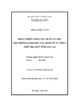 Luận văn thạc sĩ hoàn thiện công tác quản lý thu bảo hiểm xã