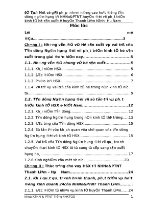 Một số giải pháp nhằm nâng cao hoạt động tín dụng ngân hàng tại nhno ptnt huyện đối với phát triển kinh tế hộ sản xuất ở huyện thanh liêm tỉnh hà nam