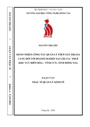Hoàn thiện công tác quản lý thuế giá trị gia tăng đối với doanh nghiệp tại chi cục thuế khu vực biên hòa vĩnh cửu tỉnh đồng nai