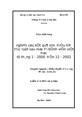 Nghiên cứu kết quả sớm điều trị tắc ruột sau mổ tại bệnh viện việt đức từ tháng 1 2000 đến 12 2002