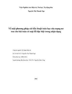 Luận án tiến sĩ về một phương pháp cải tiến thuật toán học của mạng nơ ron cho bài toán có mặt lỗi đặc biệt trong nhận dạng