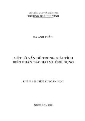 Một số vấn đề trong giải tích biến phân bậc hai và ứng dụng