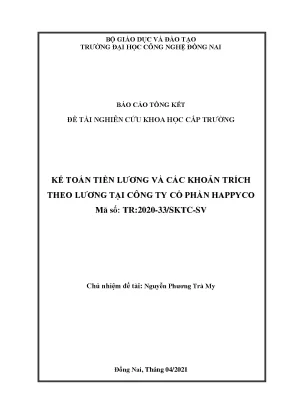 Kế toán tiền lương và các khoản trích theo lương tại công ty cổ phần happyco