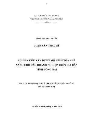 Nghiên cứu xây dựng mô hình tòa nhà xanh cho các doanh nghiệp trên địa bàn tỉnh đồng nai