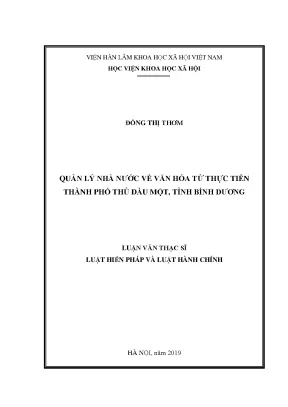 Luận văn thạc sĩ quản lý nhà nước về văn hóa từ thực tiễn thành phố thủ dầu một tỉnh bình dương