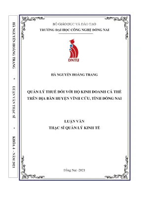 Quản lý thuế đối với hộ kinh doanh cá thể trên địa bàn huyện vĩnh cửu tỉnh đồng nai