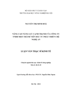 Nâng cao năng lực cạnh tranh của công ty tnhh một thành viên đầu tư phát triển chè nghệ an