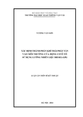 Luận án tiến sĩ xác định thành phần khí thải phát tán vào môi trường của động cơ ô tô sử dụng lưỡng nhiên liệu diesel lpg