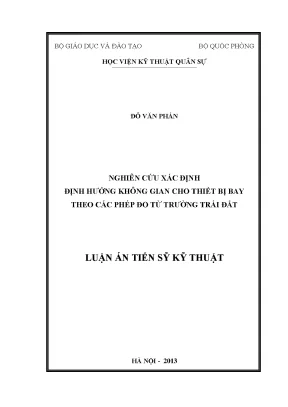 Luận án tiến sĩ nghiên cứu xác định định hướng không gian của thiết bị bay theo các phép đo từ trường trái đất