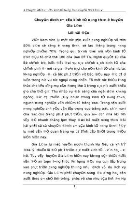 Chuyển dịch cơ cấu kinh tế nông thôn ở huyện gia lâm 1