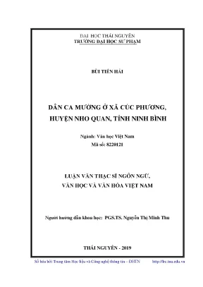 Luận văn thạc sĩ dân ca mường ở xã cúc phương huyện nho quan tỉnh ninh bình