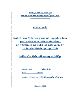 Nghiên cứu ảnh hưởng của phương pháp bón phân viên nén đến sinh trưởng phát triển năng suất lúa pc6 vụ xuân tại huyện thạch hà hà tĩnh