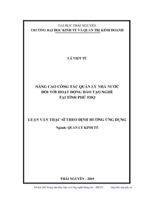Luận văn thạc sĩ nâng cao công tác quản lý nhà nước đối với hoạt động đào tạo nghề tại tỉnh phú thọ