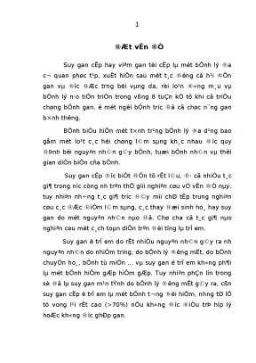 Nguyên nhân đặc điểm lâm sàng và cận lâm sàng của suy gan cấp ở trẻ em tại bệnh viện nhi trung ương 1
