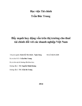 Luận án tiến sĩ đẩy mạnh huy động vốn trên thị trường cho thuê tài chính đối với các doanh nghiệp việt nam