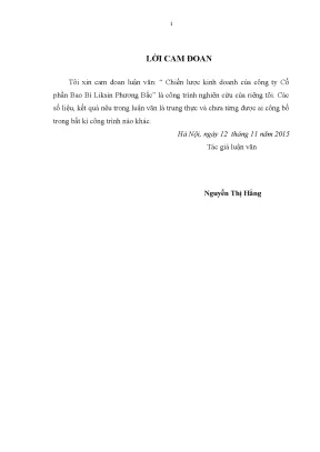 Luận văn thạc sĩ tmu chiến lược kinh doanh của công ty cổ phần bao bì liksin phương bắc001