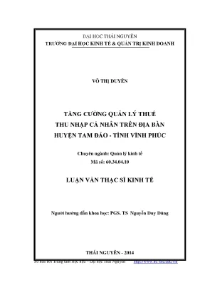 Luận văn thạc sĩ tăng cường quản lý thuế thu nhập cá nhân trên địa bàn huyện tam đảo tỉnh vĩnh phúc