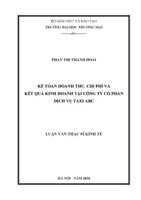 Luận văn thạc sĩ tmu kế toán doanh thu chi phí và kết quả kinh doanh tại công ty cổ phần dịch vụ taxi abc