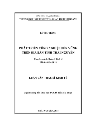 Luận văn thạc sĩ phát triển công nghiệp bền vững trên địa bàn tỉnh thái nguyên