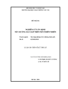 Luận án tiến sĩ nghiên cứu ổn định nền đường đất đắp trên nền thiên nhiên