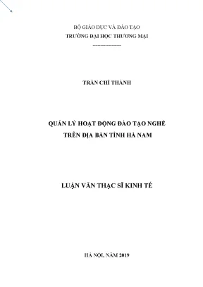 Luận văn thạc sĩ tmu quản lý hoạt động đào tạo nghề trên địa bàn tỉnh hà nam