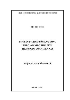 Luận án tiến sĩ chuyển dịch cơ cấu lao động theo ngành ở thái bình trong giai đoạn hiện nay