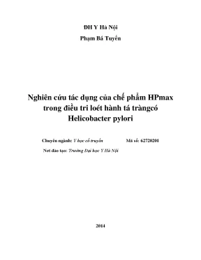 Luận án tiến sĩ nghiên cứu tác dụng của chế phẩm hpmax trong điều tri loét hành tá tràng có helicobacter pylori
