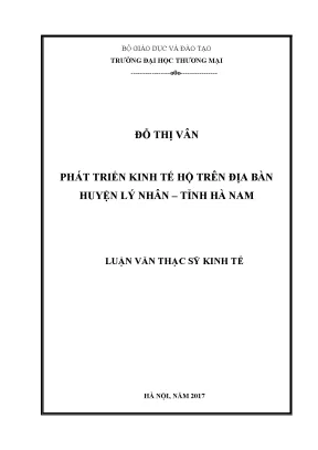 Luận văn thạc sĩ tmu phát triển kinh tế hộ trên địa bàn huyện lý nhân tỉnh hà nam