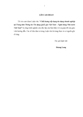 Luận văn thạc sĩ tmu chất lượng xếp hạng tín dụng doanh nghiệp tại trung tâm thông tin tín dụng quốc gia việt nam ngân hàng nhà nước việt nam