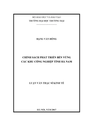 Luận văn thạc sĩ tmu luận văn thạc sĩ chính sách phát triển bền vững các khu công nghiệp tỉnh hà nam