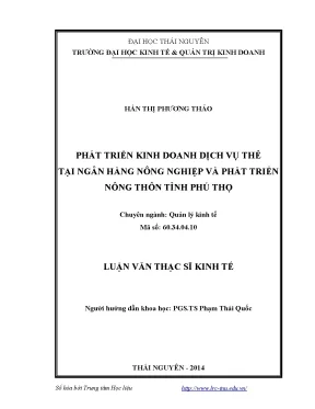 Luận văn thạc sĩ phát triển kinh doanh dịch vụ thẻ tại ngân hàng nông nghiệp và phát triển nông thôn tỉnh phú thọ