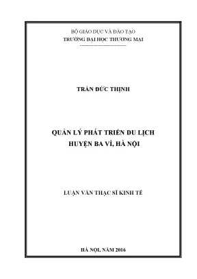 Luận văn thạc sĩ tmu quản lý phát triển du lịch huyện ba vì hà nội