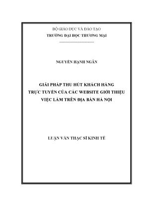 Luận văn thạc sĩ tmu giải pháp thu hút khách hàng trực tuyến của các website giới thiệu việc làm trên địa bàn hà nội