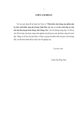 Luận văn thạc sĩ tmu phát triển chào hàng sản ph m mây tre đan xuất kh u sang thị trường nhật bản của các cơ sở sản xuất mây tre đan trên địa bàn huyện kim động tỉnh hưng yên