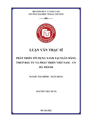 Phát triển tín dụng xanh tại ngân hàng tmcp đầu tư và phát triển việt nam chi nhánh hà thành