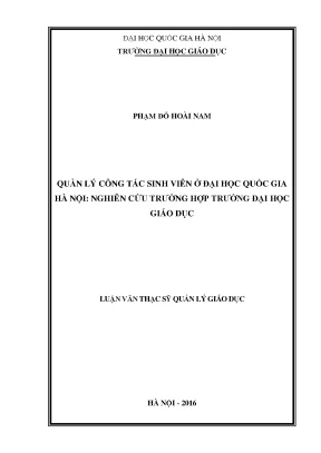 Luận văn thạc sĩ quản lý công tác sinh viên ở đại học quốc gia hà nội nghiên cứu trường hợp trường đại học giáo dục