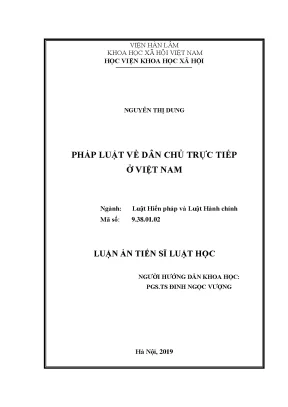 Luận án tiến sĩ pháp luật về dân chủ trực tiếp ở việt nam
