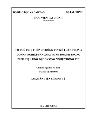 Luận văn thạc sĩ về kế toán tiền lương tổ chức hệ thống thông tin kế toán tiền lương trong doanh nghiệp sản xuất kinh doanh trong điều kiện ứng dụng công nghệ thông tin