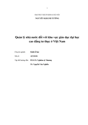 Luận án tiến sĩ quản lý nhà nước đối với khu vực giáo dục đại học cao đẳng tư thục ở việt nam