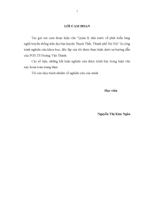 Luận văn thạc sĩ tmu quản lý nhà nước về phát triển làng nghề truyền thống trên địa bàn huyện thạch thất thành phố hà nội
