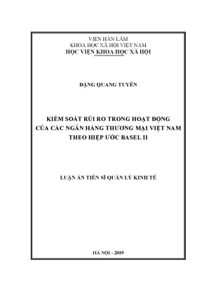 Luận án tiến sĩ kiểm soát rủi ro trong hoạt động của các ngân hàng thương mại việt nam theo hiệp ước basel ii