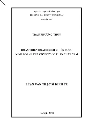 Luận văn thạc sĩ tmu hoàn thiện hoạch định chiến lược kinh doanh của công ty cổ phần nhất nam