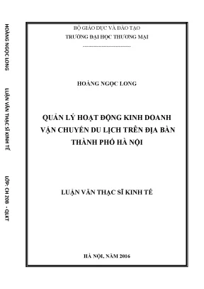 Luận văn thạc sĩ tmu quản lý hoạt động kinh doanh vận chuyển du lịch trên địa bàn thành phố hà nội