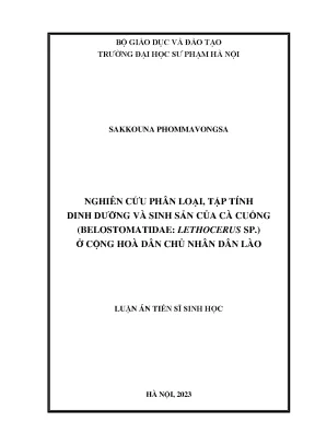 Nghiên cứu phân loại tập tính dinh dưỡng và sinh sản của cà cuống belostomatidae lethocerus sp ở cộng hoà dân chủ nhân dân lào