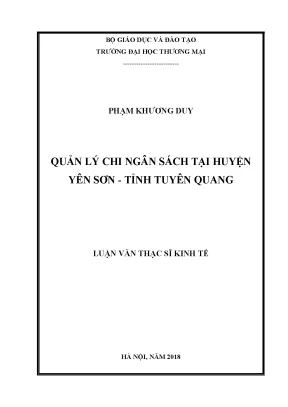 Luận văn thạc sĩ tmu quản lý chi ngân sách tại huyện yên sơn tỉnh tuyên quang