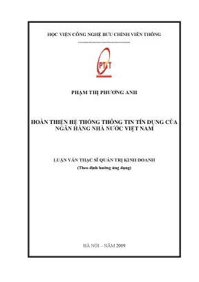 Luận văn thạc sĩ hoàn thiện hệ thống thông tin tín dụng của ngân hàng nhà nước việt nam