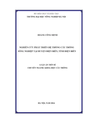 Luận án tiến sĩ nghiên cứu phát triển hệ thống cây trồng nông nghiệp tại huyện điện biên tỉnh điện biên