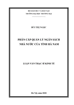 Luận văn thạc sĩ tmu phân cấp quản lý ngân sách nhà nước của tỉnh hà nam